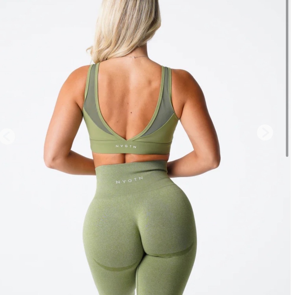 NVGTN Olive Green Scoop Back Sports Bra
